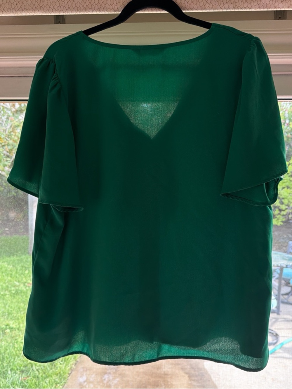 LC Lauren Conrad Emerald Green Tie-Neck Blouse - Picture 2 of 3
